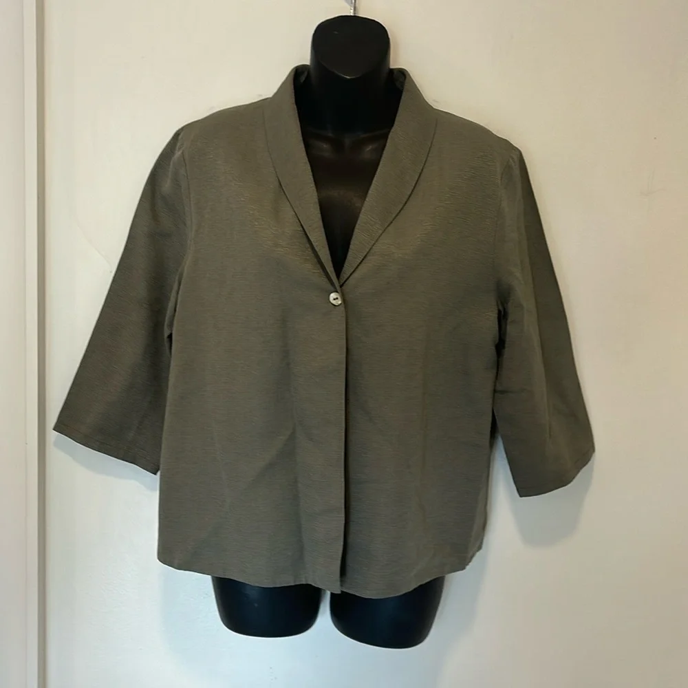Eileen Fisher New York Silk Green Formal Jacket Size Small